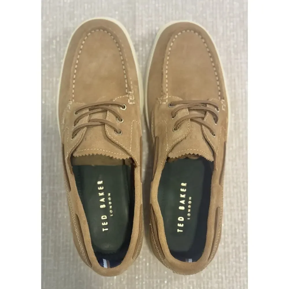Ted Baker London Men’s Suede Boat Shoes Sand US 9 EU 42 Lace Up NWOB